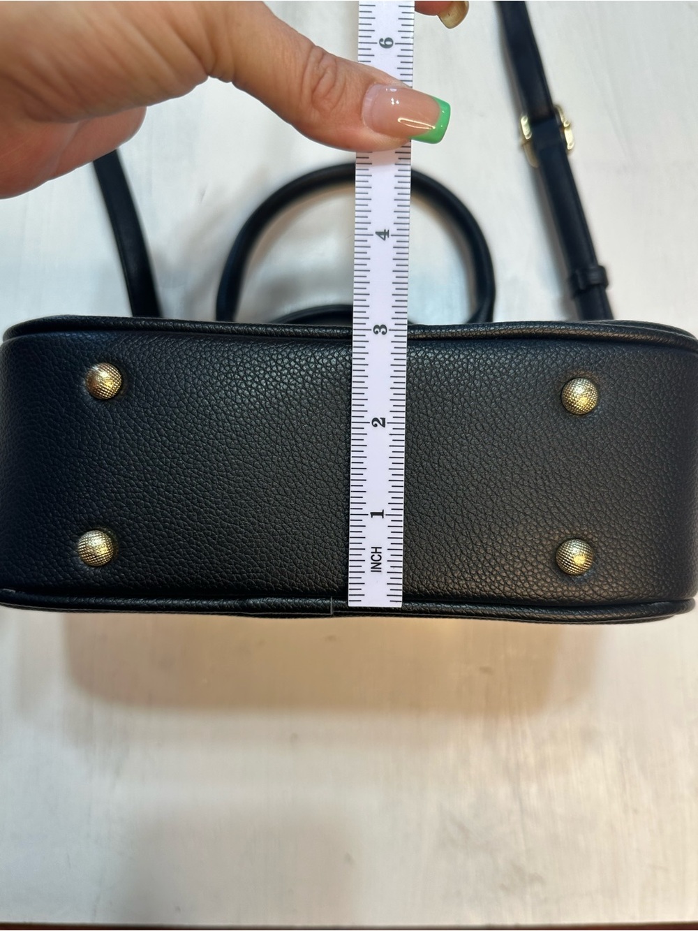 Kayla Ava Black Faux Leather Satchel Crossbody Bag Gold Hardware Floral Lining - Picture 6 of 11